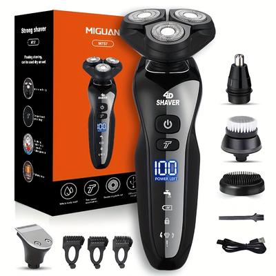 Electric Shavers For Men, Mens Electric Razor 5 In 1 Waterproof Face Rotary Shaver Travel Rechargeable Usb Cordless With Nose Trimmerfacial Cleaning Brush Ldeal Gift For Father Boyfriend Brother