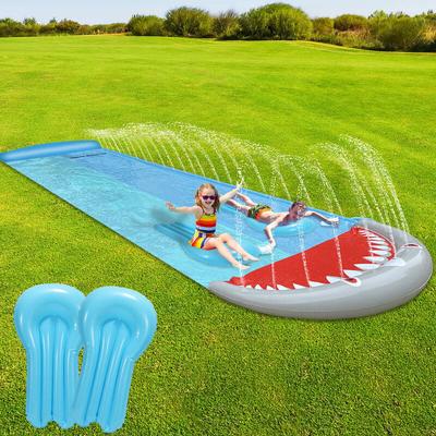 Swanew Wasserrutsche Double Slide mit Sprinkler Wasserrutschbahn 550 x 145cm 2 Person Image