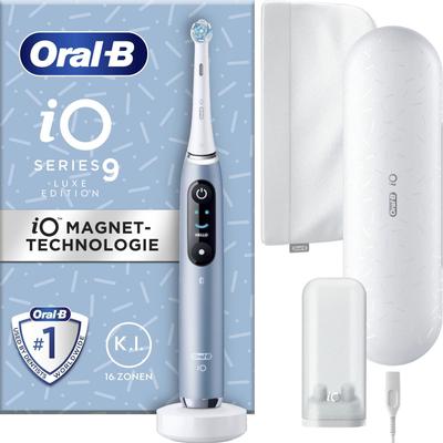 Elektrische Zahnbürste ORAL-B "iO 9 Luxe Edition" Elektrozahnbürsten blau (aqua marine) mit Magnet-Technologie, 7 Putzmodi, Farbdisplay & Lade-Reiseetui