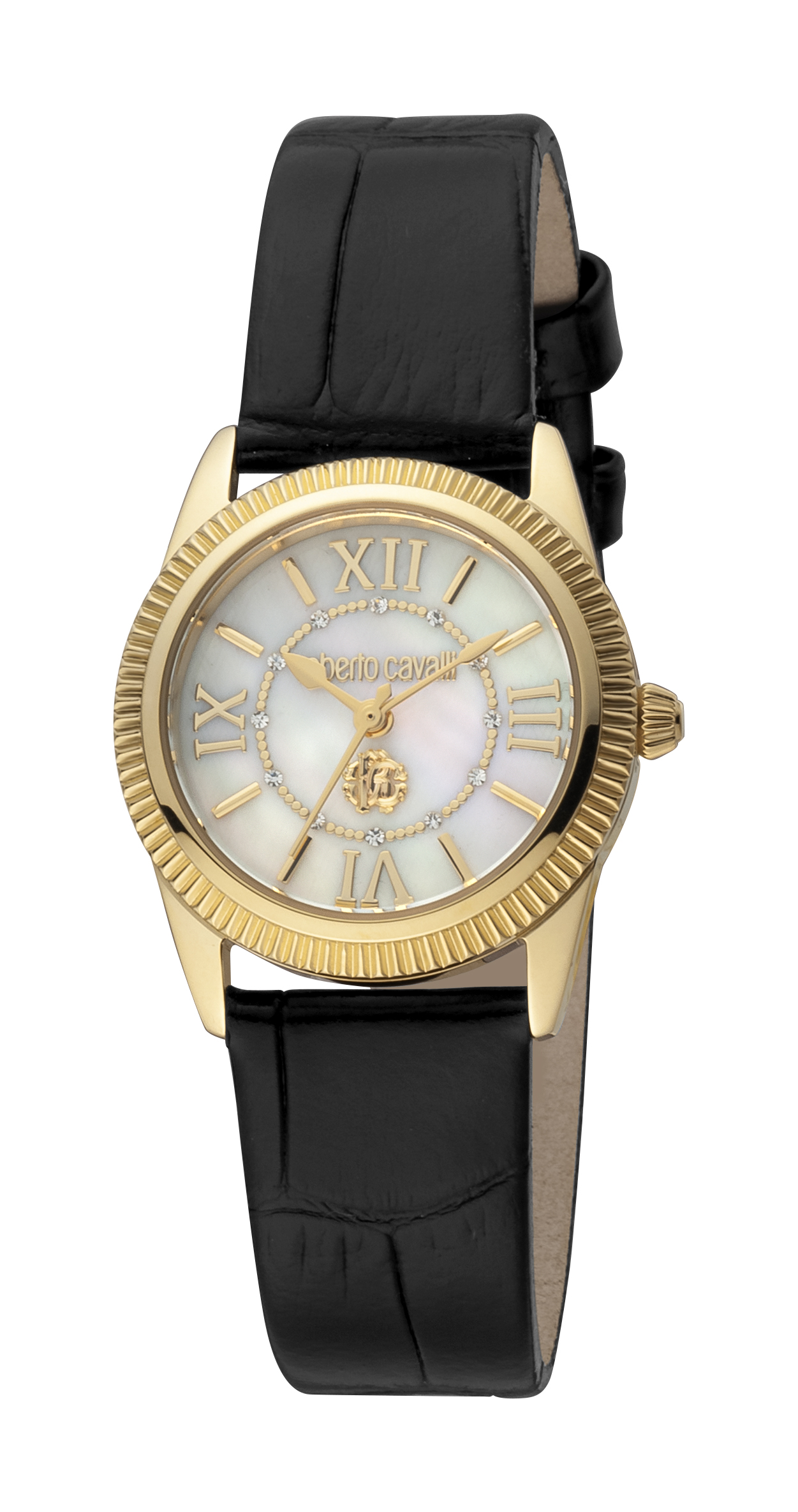 Roberto Cavalli RC5L035L0025 Womens Quartz Stainless Steel White MOP Leather 5 ATM 28 mm Watch - Black - One Size