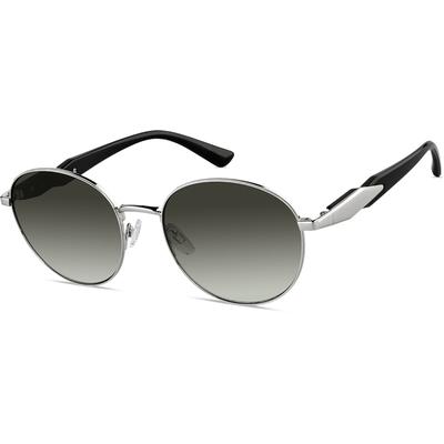 Zenni Round Rx Sunglasses Silver Mixed Full Rim Frame
