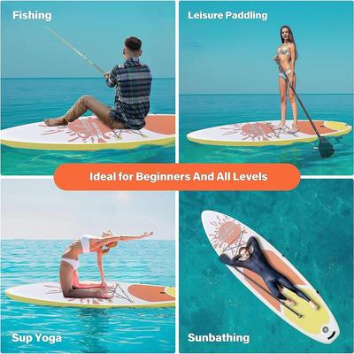 Inflatable Stand Up Paddle Board w/ Backpack, Wide Stance, Surf Control, Non-Slip Deck, Leash, Paddle&Pump,Standing Boat - Large