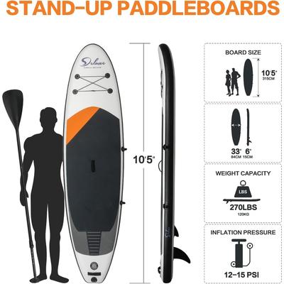 Inflatable Stand Up Paddle Board w/ Backpack, Wide Stance, Surf Control, Non-Slip Deck, Leash, Paddle&Pump,Standing Boat - Large