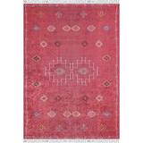 Red 75 x 51 x 1 in Area Rug - Bungalow Rose Rectangle Libi Cotton Area Rug w/ Non-Slip Backing Cotton | 75 H x 51 W x 1 D in | Wayfair