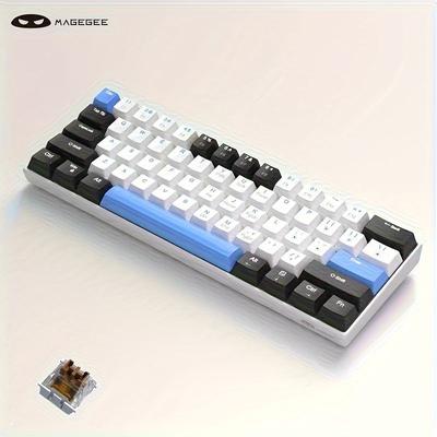 Magegee 60% Mechanical Keyboard, Gaming Keyboard With Blue Switches And Sea Blue Backlit Small Compact 60 Percent Keyboard Mechanical, Portable 60 Percent Gaming Keyboard Gamer