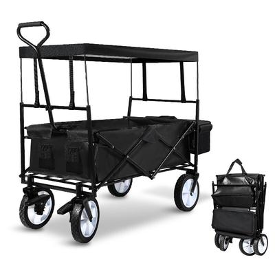 Bollerwagen mit Dach Faltbar Handwagen Klappbar Gerätewagen Gartenwagen Transportwagen mit Image