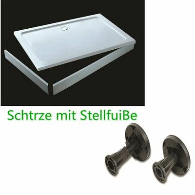 Duschparadies-de - 90x76cm Duschwannen Dusche Armatur Schürze Stellfüße für Duschtasse Duschwanne Image