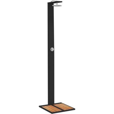 Vidaxl - Gartendusche Schwarz 50x55x224 cm Poly Rattan und Akazienholz Image