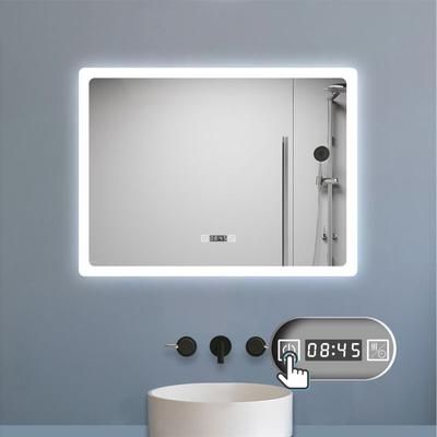 Duschparadies-de - led Badspiegel mit Uhr 3 Lichtfarbe Dimmbar Beschlagfrei Speicherfunktion