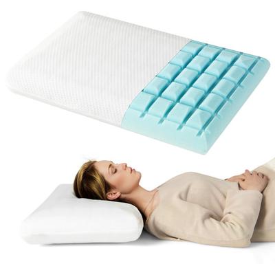 Costway Set of 2 Gel Memory Foam Pillow 3D Cutting Air Flow Cooling Pillows with Pillowcase