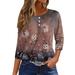 HaHaHappy Women s Tops 3/4 Sleeve Button Down Floral Crew Neck Compression Shirt Loose Fit Summer Blouses Dressy Multicolor 2XL
