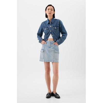 Gap Womens Light Blue Denim Cargo Mini Skirt - Light Blue