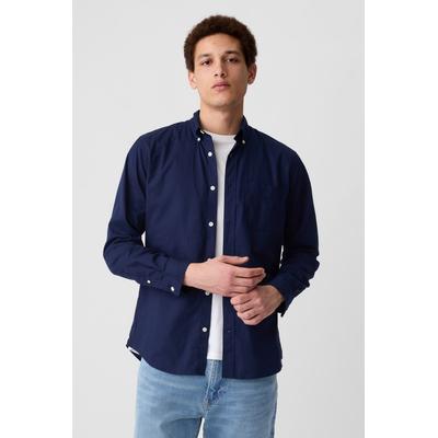 Gap Mens Navy Blue Stretch Button-Up Slim Fit Shirt - Navy Blue