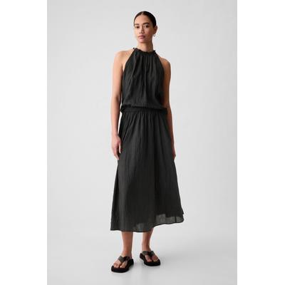 Gap Womens Black Crinkle Pull On Midi Skirt - Black