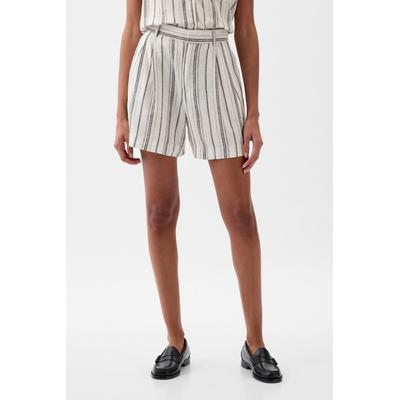 Gap Womens Neutral Stripe 4" Linen Cotton Everyday Shorts - Neutral Stripe