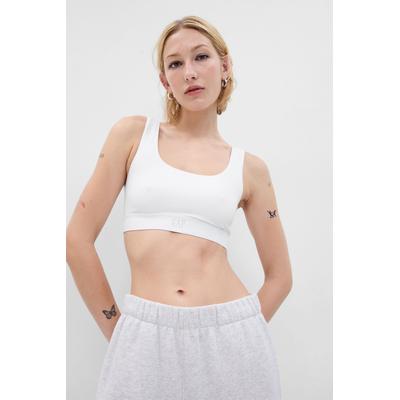 Gap Womens White Organic Stretch Cotton Logo Bralette - White