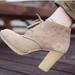 J. Crew Shoes | J. Crew Macalister Tan Suede Chunky Heeled Lace Up Boots Made In Italy. Size 8 | Color: Tan | Size: 8