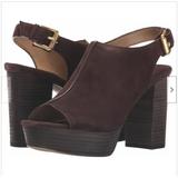 Michael Kors Shoes | Michael Kors Brown Suede Piper Sling Back Block Heels - Size 8 | Color: Brown | Size: 8