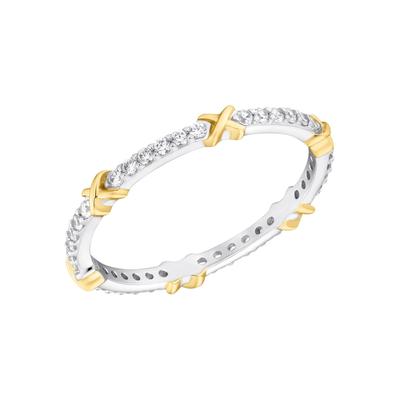 Fingerring AMOR "Small Elegance" Gr. 60, gold (silberfarben, gelbgoldfarben, kristallweiß, kristallweiß), Fingerringe, Damen, 60, Silber 925 (Sterlingsilber), 2mm, mit Zirkonia (synth.) Image