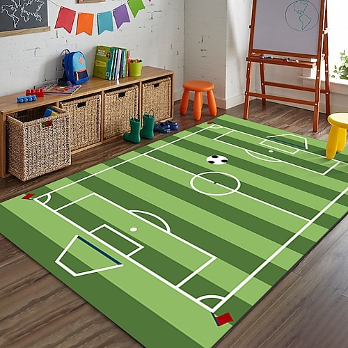 Teppich mit Fußballfeld für die Europameisterschaft, Wohnzimmerteppich, Schlafzimmerteppich, Indoor-Sportplatzteppich, grüner Feldteppich Image