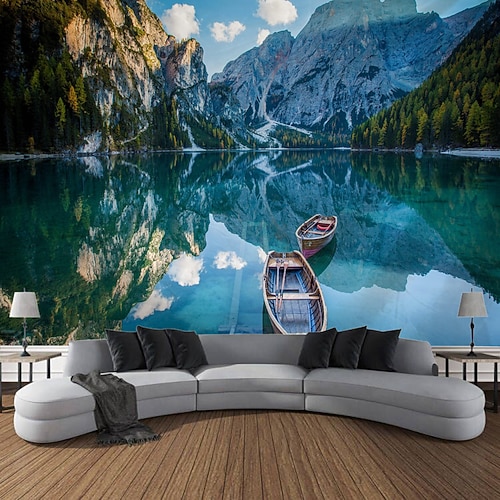 Berg Fluss Natur Landschaft hängen Wandteppich Kunst große Wandteppich Wandbild Dekor Fotografie Hintergrund Decke Vorhang Haus Schlafzimmer Wohnzimmer Dekoration Wandtuch XXL Natur Image