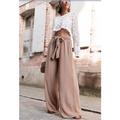 Damen EU- / US-Größe Palazzo-Hose Casual In voller Länge Hohe Hüfthöhe Einfarbig Boot Leg Komfortabel Unelastisch Casual Ausgehen Graues Grün Kamel Aprikose Schwarz Ganzjährig Regular Fit