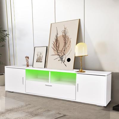 Modern LED TV Stand Entertainment Center with Cable Management and Immersive LED Lights, Suitable for TVs up to 75"