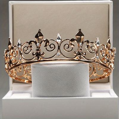 Bridal Crystal Golden Headband Queen Princess Crow...