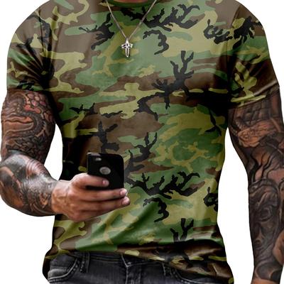 Men's Camouflage 3d Print Breathable Short Sleeve ...
