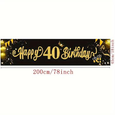 TEMU Happy 40th Birthday Banner In Black & Golden - Ideal For Photo Backdrops, Home Decor & Party Supplies