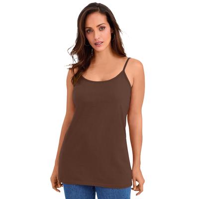 Plus Size Women's Stretch Cotton Cami by Jessica London in Rich Brown (Size 14/16) Straps