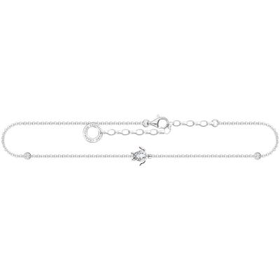 Fußkette THOMAS SABO "Schildkröten-Motiv, AK0036-051-14-L27V" Gr. 27, silber (silberfarben, kristallweiß, kristallweiß),