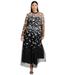 Plus Size Women's Mesh-Overlay Maxi Dress by June+Vie in Botanical Bliss (Size 26/28)