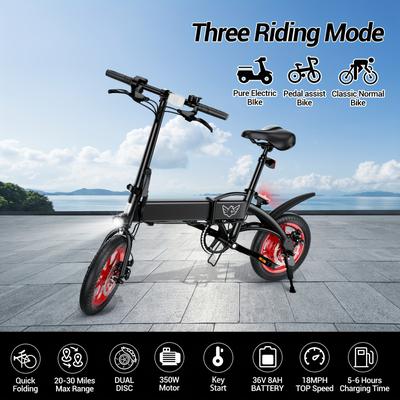Foldable Electric Bike, Smart Electric Commuter Bike For Adults With 350w Motor, Maximum Speed 15.5mph, 20miles On A Single Charge