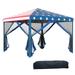 10 X 10 Pop Up Canopy Tent With Netting Instant Gazebo Ez Up Screen House Room With Carry Bag Height Adjustable For Outdoor Garden Patio American Flag