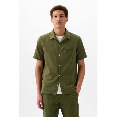 Gap Mens Green Linen Cotton Short Sleeve Shirt - Green