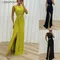 Robe longue sexy à col rond pour femmes, robe de soirée mince, vêtements féminins élégants, mode féminine, nouvelle fibre solide, compromis fendu