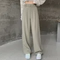 Seoulish-Pantalon droit taille haute pour femme jambes larges imbibées élégant minimaliste