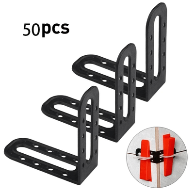 TEMU 25pcs/50pcs Male Corner Tool, Ceramic Tile Right Angle Fixing Tool, Leveling Tool, Tiling Auxiliary Tool, Ceramic Tile Leveling Tool, Positioning And Seam Retaining Clip Image