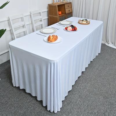 TEMU Elastic Spandex Tablecloth With 3 Skirts - , Open , Rectangular Table Cover For 6ft To 8ft Tables, Parties, Events, And Dining Room Decor Image