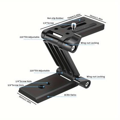 TEMU Versatile Tripod Head With Slot - Quick Release Plate For Dslr & Mirrorless Cameras, Compatible With , , For , Panasonic - Lightweight Aluminum Alloy, Portable Design Image