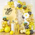 112pcs, Bee Theme Balloon Garland Arch Kit, Girl Boy Forest Theme Party Decor Happy Birthday Party Decor Atmosphere Background Layout Spring Party Decor Supplies
