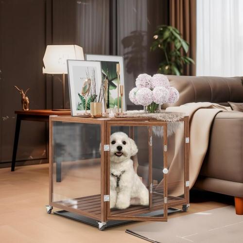 Hundebox für Zuhause Transparent Hundekäfig Wohnung Hundehütte indoor für kleine Hunde Welpen aus