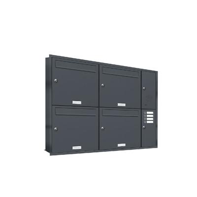 AL Briefkastensysteme 4 Fächer Premium Unterputz Briefkasten Anlage RAL 7016 Anthrazit, für Post A4, robust, wetterfest, Artikelnummer 331P4U2KSRP7016 Image