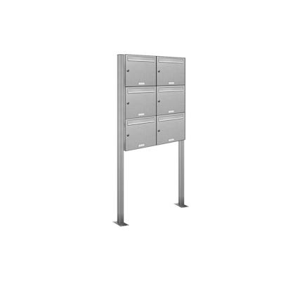 AL Briefkastensysteme 6 Fächer Premium Edelstahl Stand Briefkasten Anlage für Post A4 modern, robust, wetterfest, Artikelnummer: 331T6S2 Image