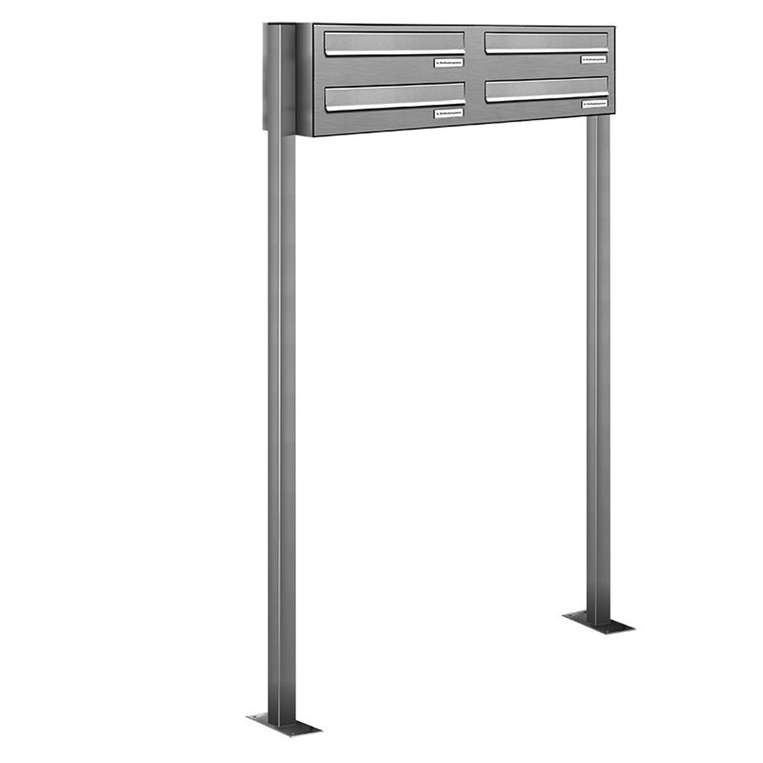 AL Briefkastensysteme 4 Fächer Premium Edelstahl Stand Briefkasten Anlage für Post A4 modern, robust, wetterfest, Artikelnummer: 132V4DZS2 Image