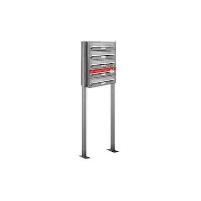AL Briefkastensysteme 5 Fächer Premium Edelstahl Stand Briefkasten Anlage für Post A4 modern, robust, wetterfest, Artikelnummer: 132T5S1 Image