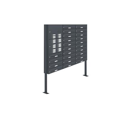 AL Briefkastensysteme 24 Fächer Premium Stand Briefkasten Anlage in RAL 7016 Anthrazit für Post A4, robust, wetterfest, Artikelnummer: 132P24S3KSP7016 Image