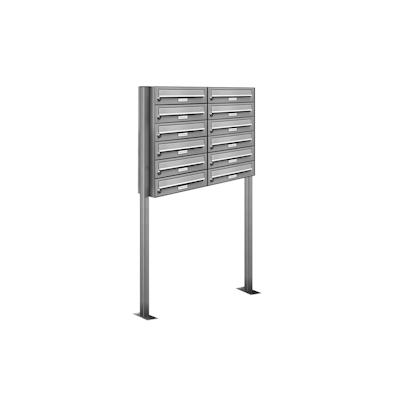 AL Briefkastensysteme 12 Fächer Premium Edelstahl Stand Briefkasten Anlage für Post A4 modern, robust, wetterfest, Artikelnummer: 132V12S2 Image