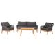 Mendler Gartengarnitur HWC-H56b, Lounge-Set Gartenlounge Sofa Sessel Tisch, Seilgeflecht Rope Holz Akazie ~ dunkelgrau
